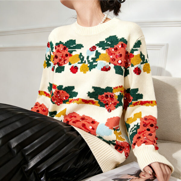 Women's Pullover Crew Neck Long Sleeve Sweater Manufacturer - MOQ 100 pcs - Style 53002