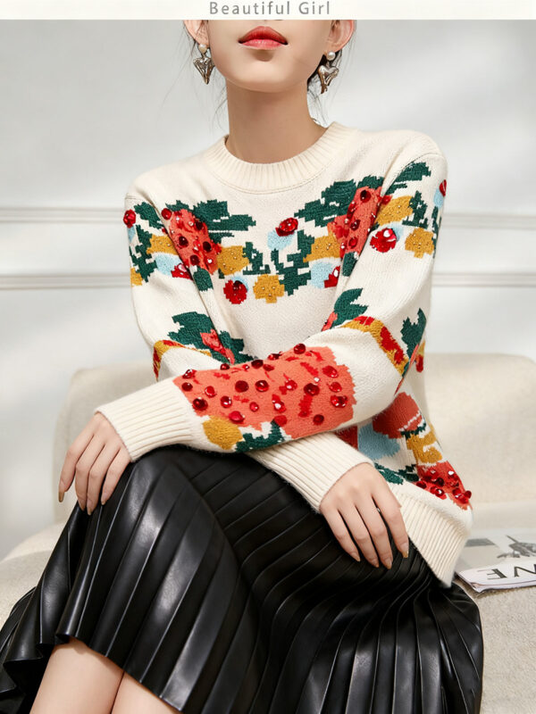 Women's Pullover Crew Neck Long Sleeve Sweater Manufacturer - MOQ 100 pcs - Style 53002