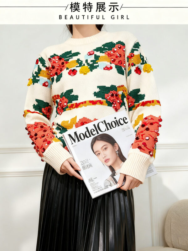Women's Pullover Crew Neck Long Sleeve Sweater Manufacturer - MOQ 100 pcs - Style 53002