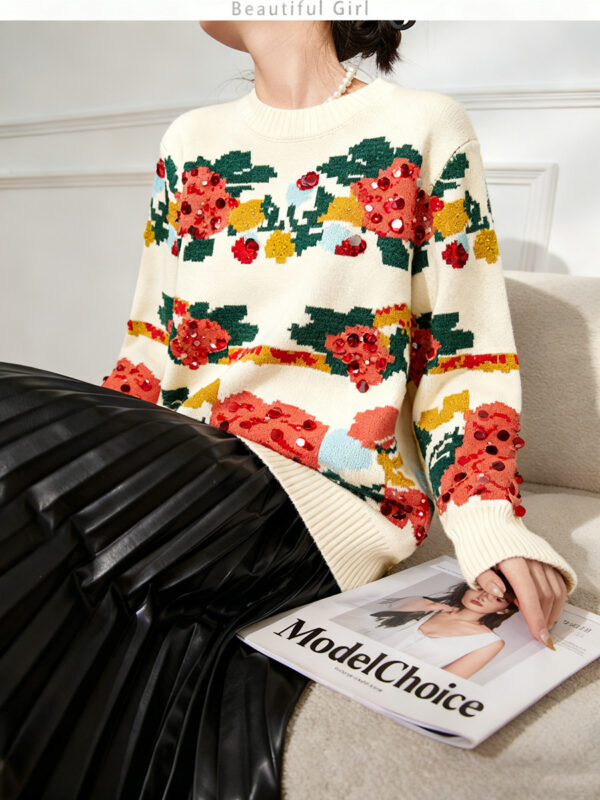 Women's Pullover Crew Neck Long Sleeve Sweater Manufacturer - MOQ 100 pcs - Style 53002
