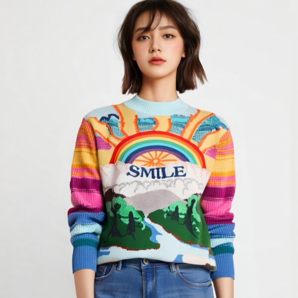 Women's Pullover Crew Neck Long Sleeve Sweater Manufacturer - MOQ 100 pcs - Style 53007Y