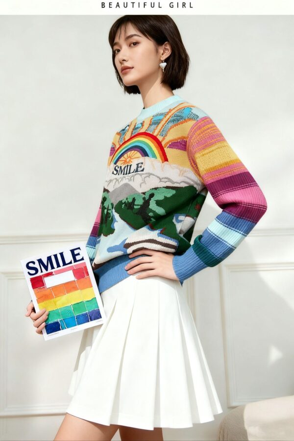Women's Pullover Crew Neck Long Sleeve Sweater Manufacturer - MOQ 100 pcs - Style 53007Y