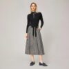 Women’s Brown Mock-Neck Plaid-Skirt Knit Dress — Style 55004 - KnitwearSource