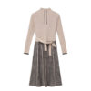 Women’s Brown Mock-Neck Plaid-Skirt Knit Dress — Style 55004 - KnitwearSource