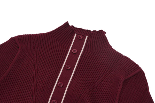 Women’s Brown Mock-Neck Plaid-Skirt Knit Dress — Style 55004 - KnitwearSource