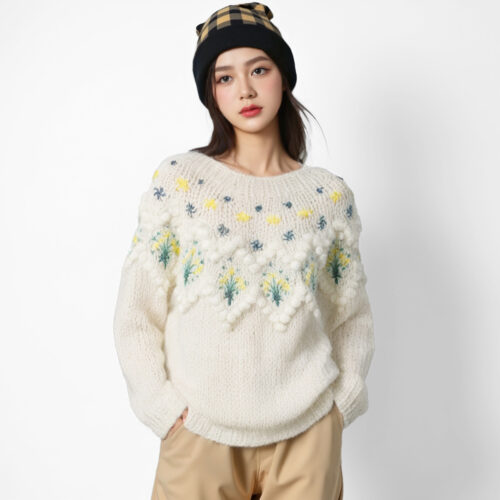Women's Pullover Crew Neck Long Sleeve Sweater Manufacturer - MOQ 100 pcs - Style 58007