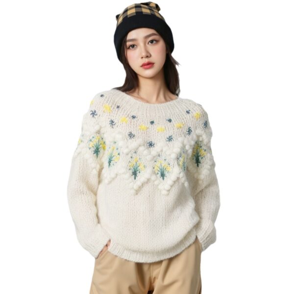 Women's Pullover Crew Neck Long Sleeve Sweater Manufacturer - MOQ 100 pcs - Style 58007