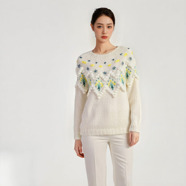 Women's Pullover Crew Neck Long Sleeve Sweater Manufacturer - MOQ 100 pcs - Style 58007