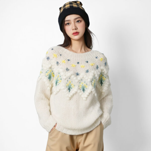 Women's Pullover Crew Neck Long Sleeve Sweater Manufacturer - MOQ 100 pcs - Style 58007