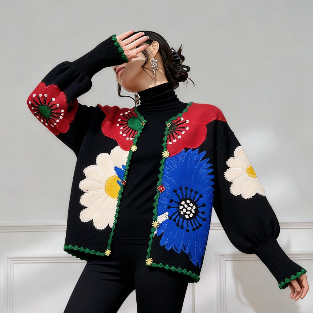 Women's Viscose Fiber Cardigan Crew Neck Long Sleeve Sweater Manufacturer - MOQ 100 pcs - Style 58008
