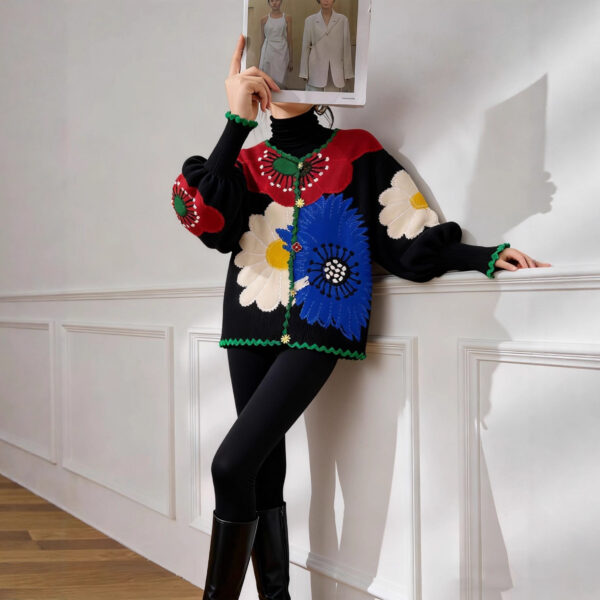 Women's Viscose Fiber Cardigan Crew Neck Long Sleeve Sweater Manufacturer - MOQ 100 pcs - Style 58008