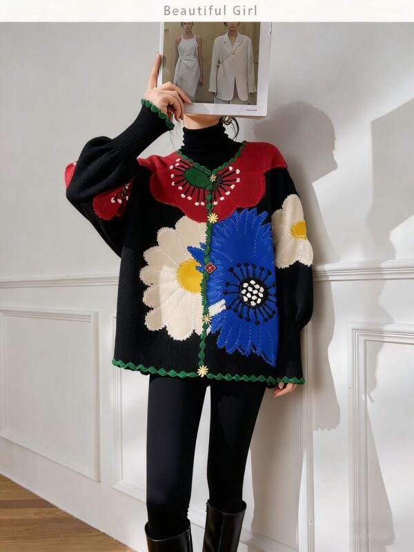 Women's Viscose Fiber Cardigan Crew Neck Long Sleeve Sweater Manufacturer - MOQ 100 pcs - Style 58008