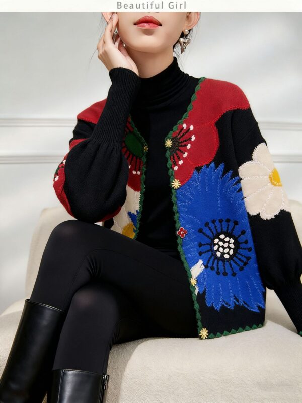 Women's Viscose Fiber Cardigan Crew Neck Long Sleeve Sweater Manufacturer - MOQ 100 pcs - Style 58008