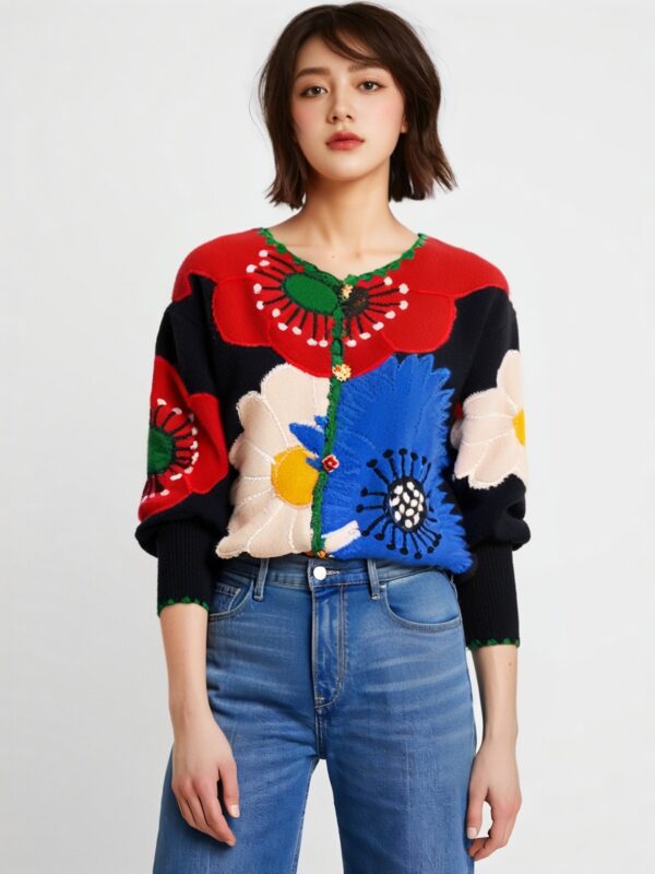 Women's Viscose Fiber Cardigan Crew Neck Long Sleeve Sweater Manufacturer - MOQ 100 pcs - Style 58008