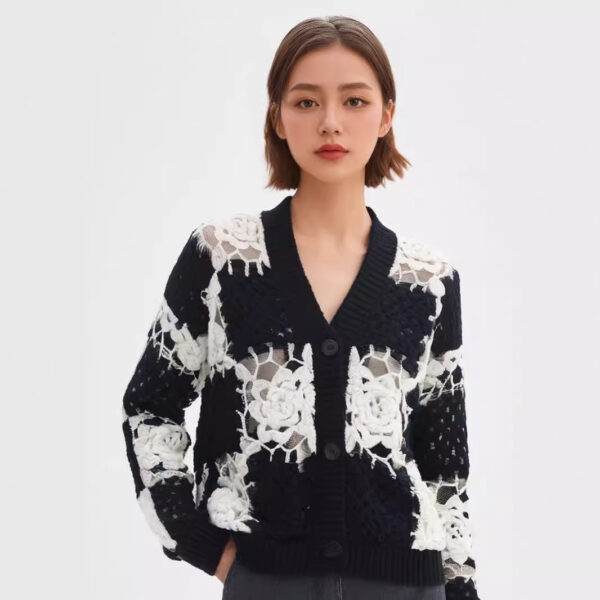 Women's Cardigan V Neck Long Sleeve Sweater Manufacturer - MOQ 100 pcs - Style 58014