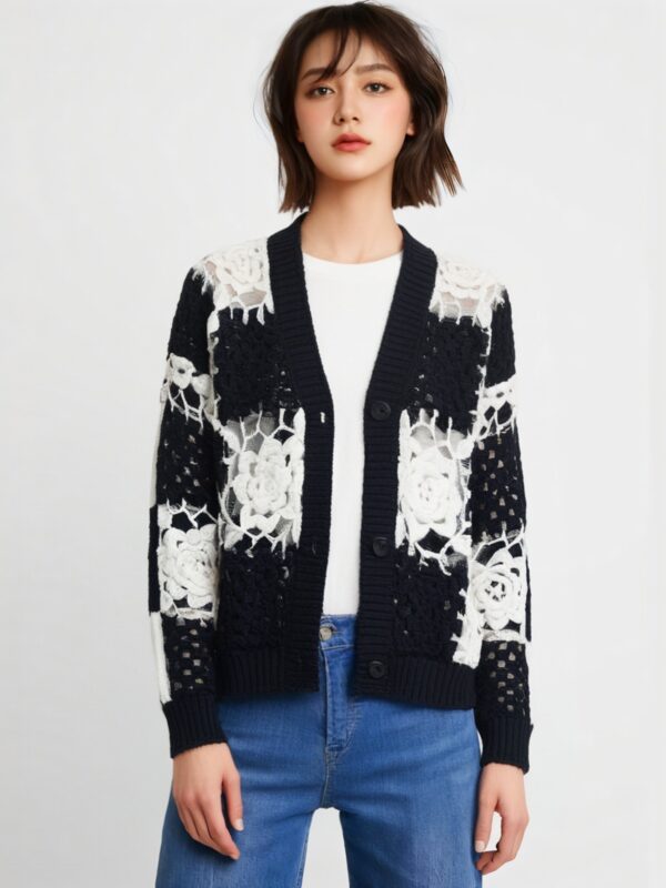 Women's Cardigan V Neck Long Sleeve Sweater Manufacturer - MOQ 100 pcs - Style 58014