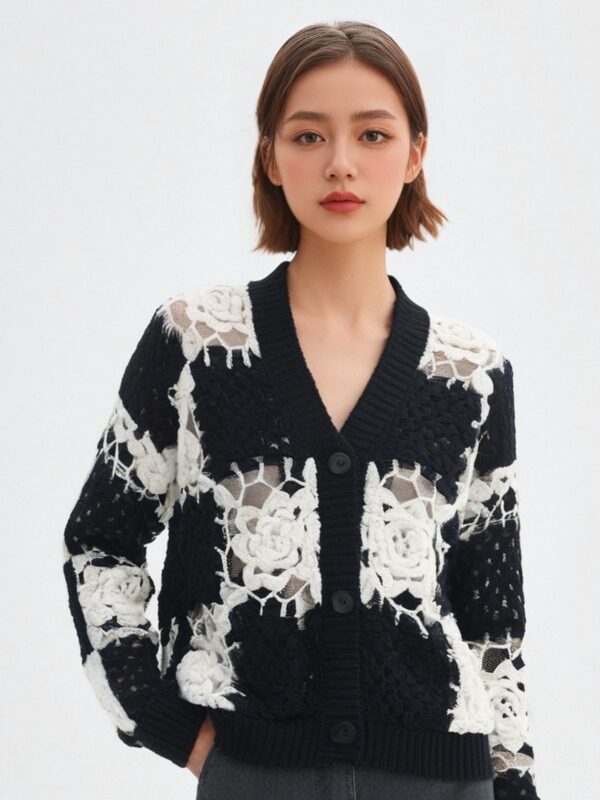 Women's Cardigan V Neck Long Sleeve Sweater Manufacturer - MOQ 100 pcs - Style 58014
