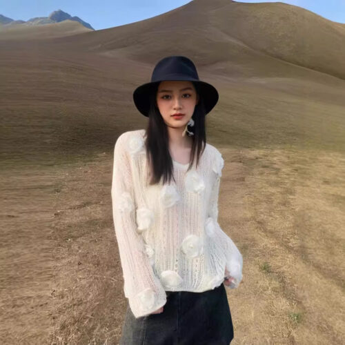 Women's Unbranded / Private Label Ready Pullover Long Sleeve Sweater Manufacturer - MOQ 100 pcs - Style 58015