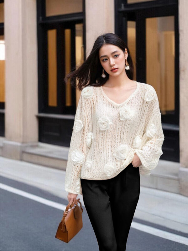 Women's Unbranded / Private Label Ready Pullover Long Sleeve Sweater Manufacturer - MOQ 100 pcs - Style 58015