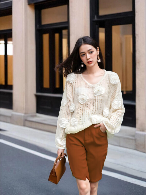 Women's Unbranded / Private Label Ready Pullover Long Sleeve Sweater Manufacturer - MOQ 100 pcs - Style 58015
