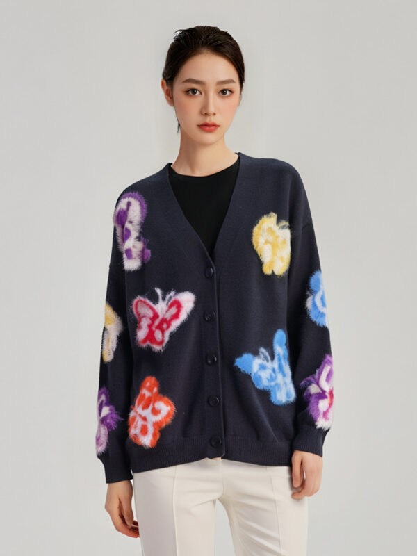 Women's Cardigan Crew Neck Long Sleeve Sweater Manufacturer - MOQ 100 pcs - Style 58016