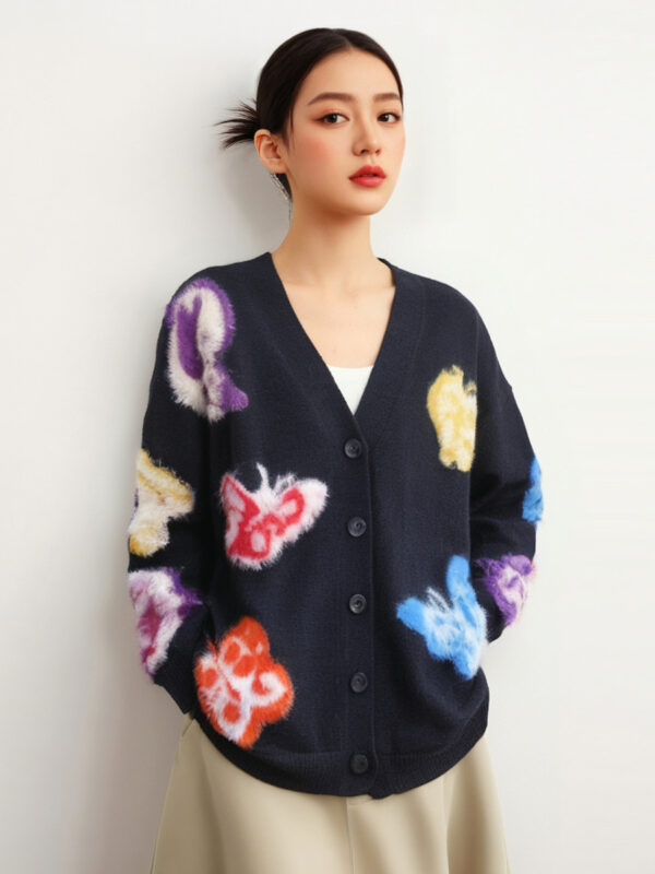 Women's Cardigan Crew Neck Long Sleeve Sweater Manufacturer - MOQ 100 pcs - Style 58016