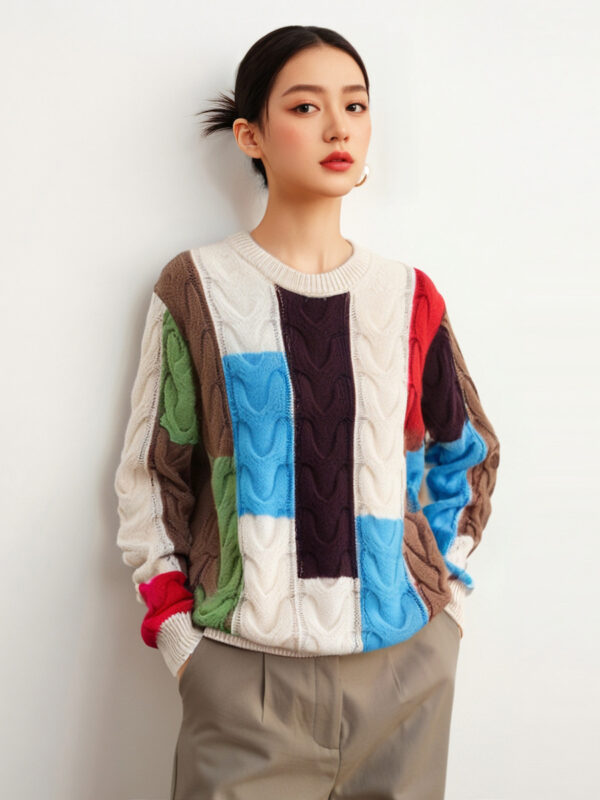 Women's Pullover Crew Neck Long Sleeve Sweater Manufacturer - MOQ 100 pcs - Style 58018