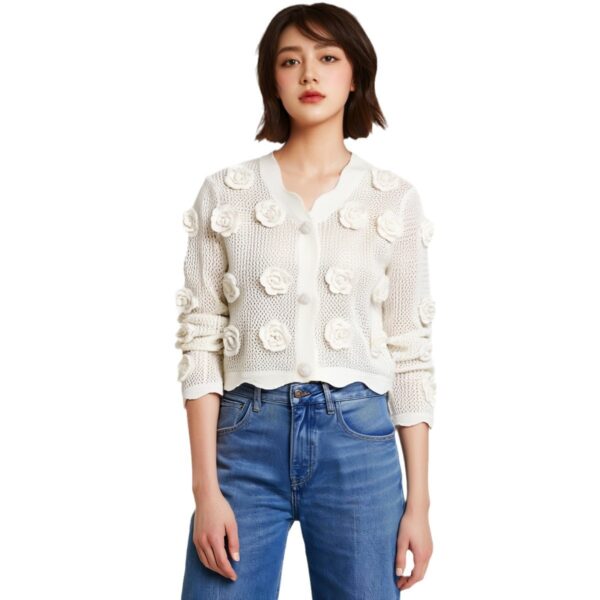 Women's Cardigan V Neck Long Sleeve Sweater Manufacturer - MOQ 100 pcs - Style 58019