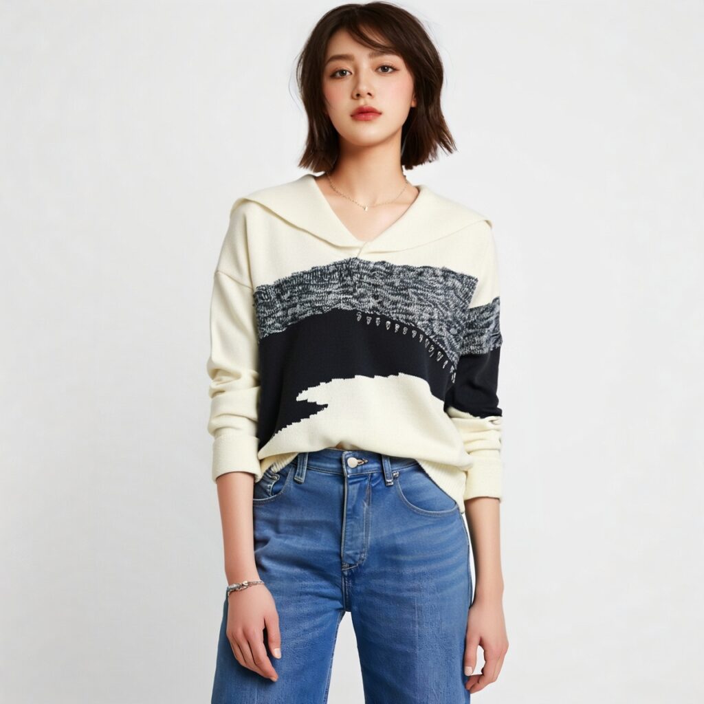 Women's Pullover Long Sleeve Sweater Manufacturer - MOQ 100 pcs - Style 58020