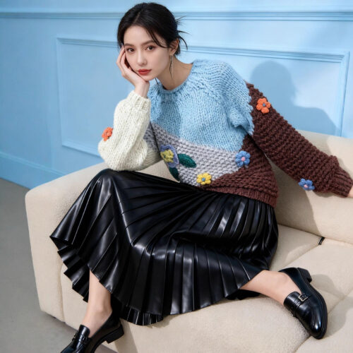 Women's Viscose Fiber Pullover Crew Neck Long Sleeve Sweater Manufacturer - MOQ 100 pcs - Style 58024