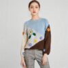 Women's Viscose Fiber Pullover Crew Neck Long Sleeve Sweater Manufacturer - MOQ 100 pcs - Style 58024 Women’s Multicolor Colorblock Cable Chunky Pullover — Style 58024 - KnitwearSource