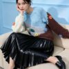 Women's Viscose Fiber Pullover Crew Neck Long Sleeve Sweater Manufacturer - MOQ 100 pcs - Style 58024 Women’s Multicolor Colorblock Cable Chunky Pullover — Style 58024 - KnitwearSource
