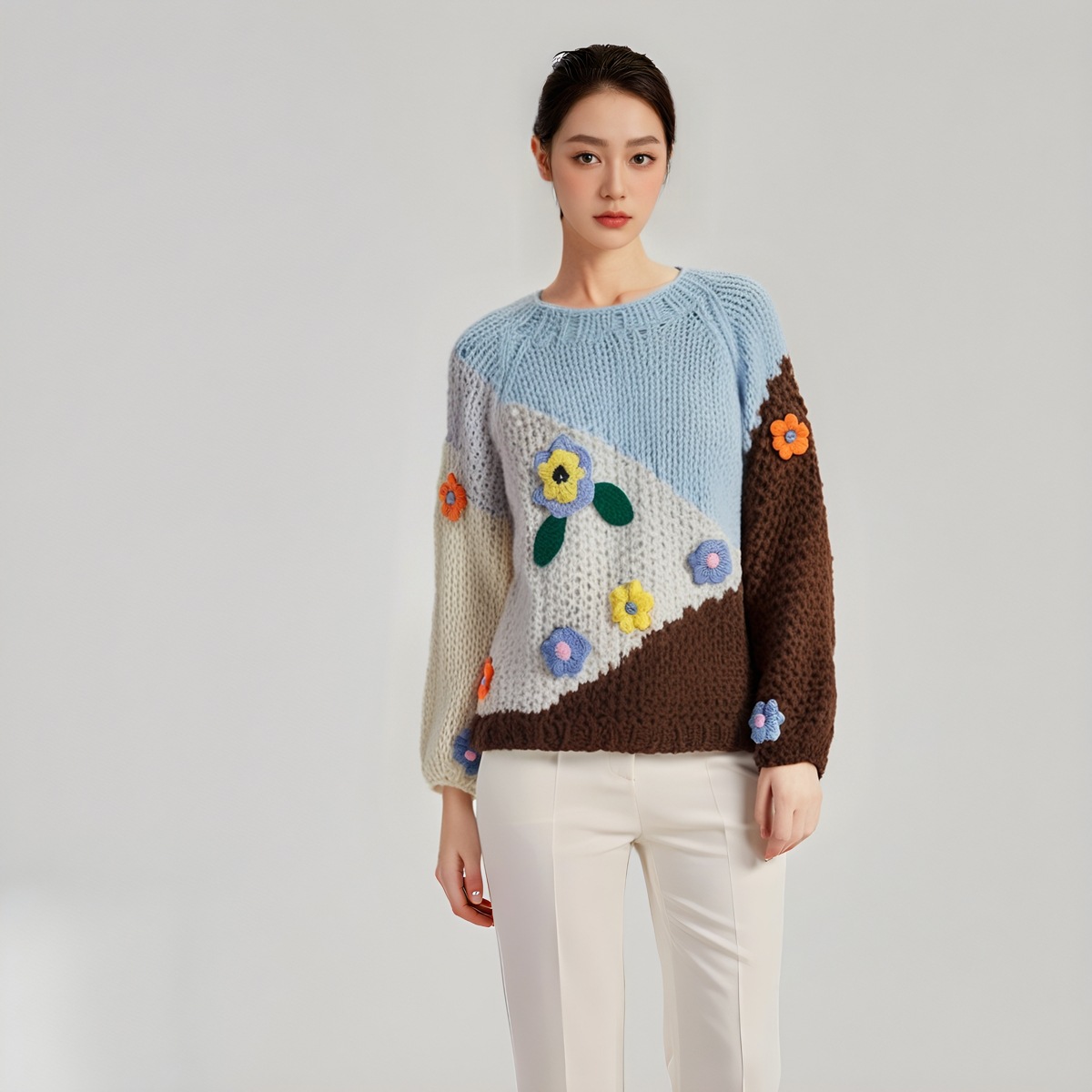 Women's Viscose Fiber Pullover Crew Neck Long Sleeve Sweater Manufacturer - MOQ 100 pcs - Style 58024