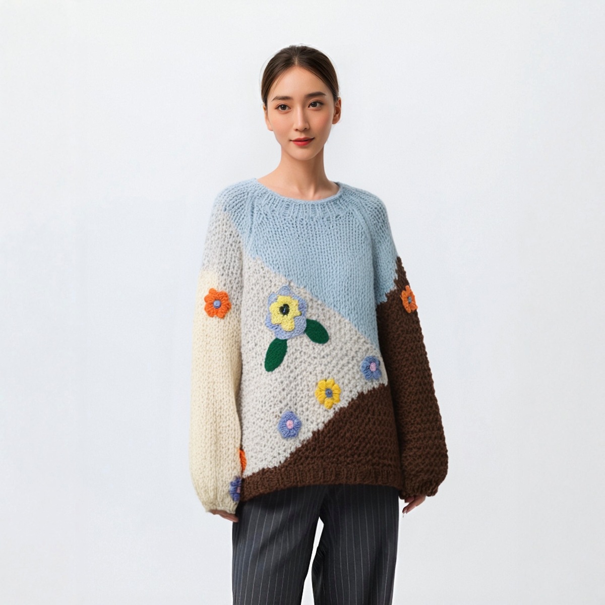 Women's Viscose Fiber Pullover Crew Neck Long Sleeve Sweater Manufacturer - MOQ 100 pcs - Style 58024