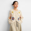 Women's Viscose Fiber Cardigan Crew Neck Long Sleeve Sweater Manufacturer - MOQ 100 pcs - Style 58037