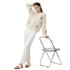Women's Viscose Fiber Cardigan Crew Neck Long Sleeve Sweater Manufacturer - MOQ 100 pcs - Style 58052