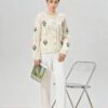 Women's Viscose Fiber Cardigan Crew Neck Long Sleeve Sweater Manufacturer - MOQ 100 pcs - Style 58052