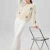Women's Viscose Fiber Cardigan Crew Neck Long Sleeve Sweater Manufacturer - MOQ 100 pcs - Style 58052