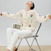 Women's Viscose Fiber Cardigan Crew Neck Long Sleeve Sweater Manufacturer - MOQ 100 pcs - Style 58052