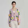 Women's Viscose Fiber Cardigan V Neck Long Sleeve Sweater Manufacturer - MOQ 100 pcs - Style 58053