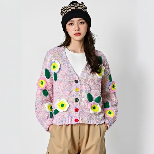 Women's Viscose Fiber Cardigan V Neck Long Sleeve Sweater Manufacturer - MOQ 100 pcs - Style 58053