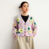 Women's Viscose Fiber Cardigan V Neck Long Sleeve Sweater Manufacturer - MOQ 100 pcs - Style 58053