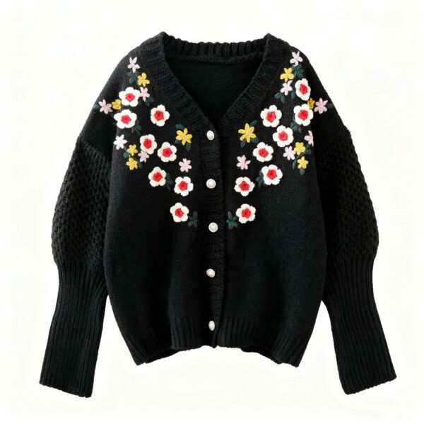 Women's Viscose Fiber Cardigan V Neck Long Sleeve Sweater Manufacturer - MOQ 100 pcs - Style 58059