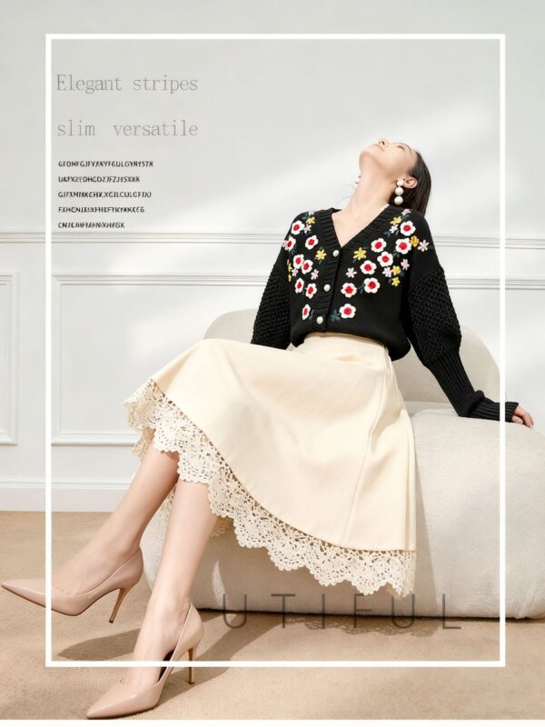 Women's Viscose Fiber Cardigan V Neck Long Sleeve Sweater Manufacturer - MOQ 100 pcs - Style 58059
