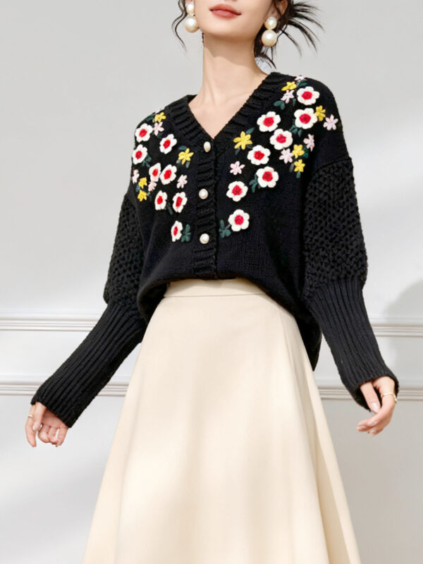 Women's Viscose Fiber Cardigan V Neck Long Sleeve Sweater Manufacturer - MOQ 100 pcs - Style 58059