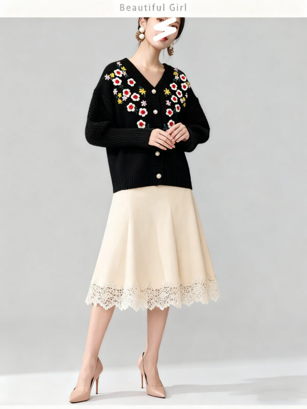 Women's Viscose Fiber Cardigan V Neck Long Sleeve Sweater Manufacturer - MOQ 100 pcs - Style 58059
