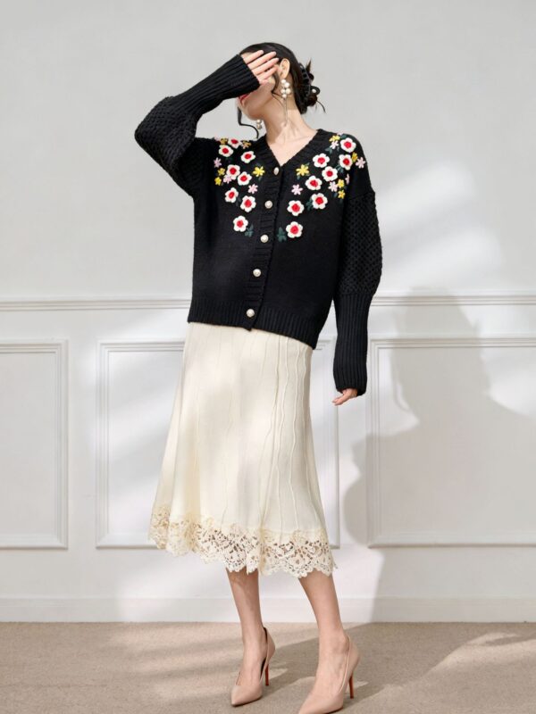 Women's Viscose Fiber Cardigan V Neck Long Sleeve Sweater Manufacturer - MOQ 100 pcs - Style 58059