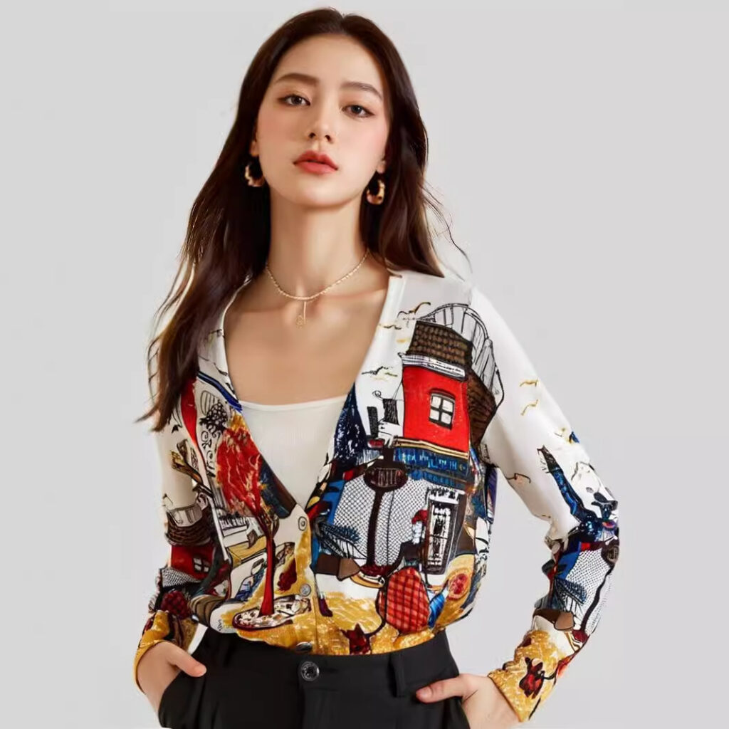 Women's Cardigan Long Sleeve Sweater Manufacturer - MOQ 100 pcs - Style 6099