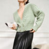Women's V Neck Long Sleeve Sweater Manufacturer - MOQ 100 pcs - Style 7020