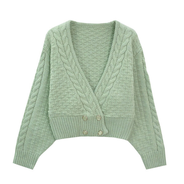 Women's V Neck Long Sleeve Sweater Manufacturer - MOQ 100 pcs - Style 7020